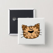 Badge Carré 5 Cm Face de chat (Devant & derrière)