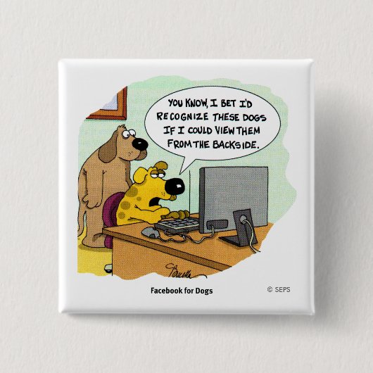 Badge Carré 5 Cm Facebook pour des chiens (Devant)