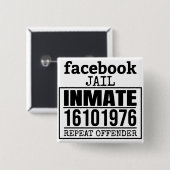 Badge Carré 5 Cm Facebook Prisonnier récidiviste (Devant & derrière)