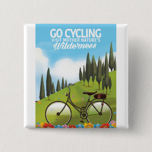Badge Carré 5 Cm Faire du vélo "Visitez la nature sauvage de mère n