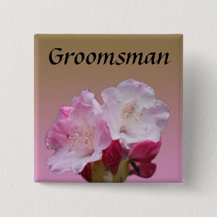 Badge Carré 5 Cm faire-part de mariage fleur de rhododendron rose