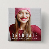 Badge Carré 5 Cm Faire-part photo d'un diplôme moderne (Devant)