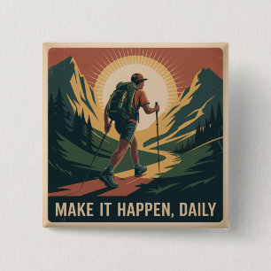 Badge Carré 5 Cm Faites-le arriver, quotidiennement
