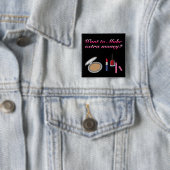 Badge Carré 5 Cm Faites le bouton supplémentaire d'argent (En situation)