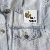 Badge Carré 5 Cm Faites-lui vous-même le thanksgiving fait sur (En situation)