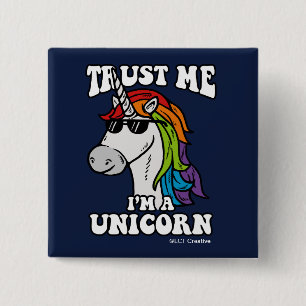 Badge Carré 5 Cm Faites-moi confiance Je suis une licorne