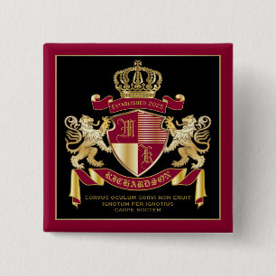 Badge Carré 5 Cm Faites votre propre blason d'armoiries d'or rouge