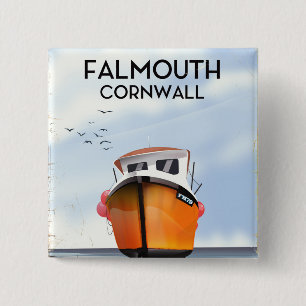 Badge Carré 5 Cm Falmouth Cornouailles Poster de voyage