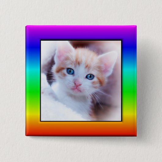 Badge Carré 5 Cm Famille Arc-en-ciel lumineux Animaux de compagnie (Devant)