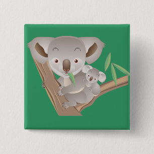 Badge Carré 5 Cm Famille de koala