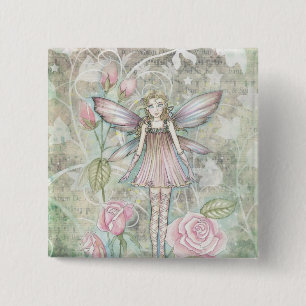 Badge Carré 5 Cm Fanciing Rose Fairy