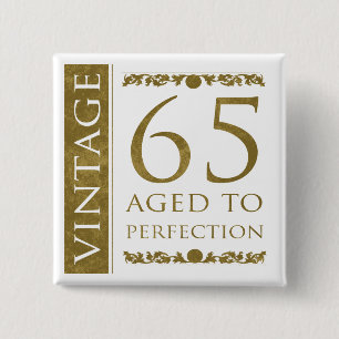 Badge Carré 5 Cm Fancy Vintage 65e anniversaire
