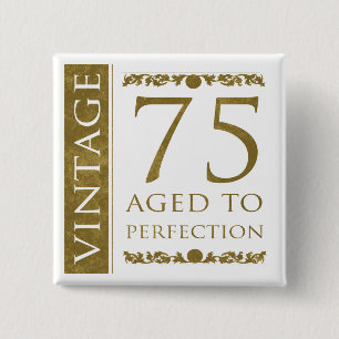 Badge Carré 5 Cm Fancy Vintage 75th Birthday