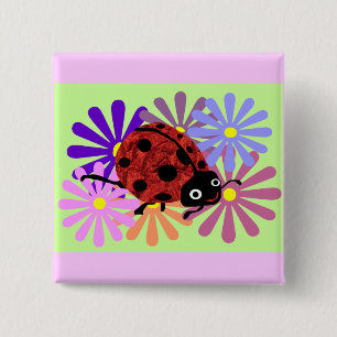 Badge Carré 5 Cm Fanny le bouton de coccinelle