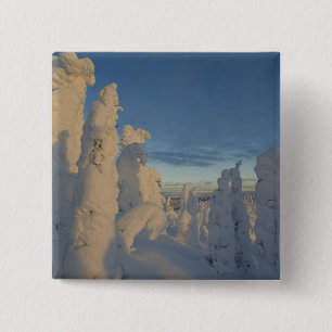 Badge Carré 5 Cm Fantômes de neige au coucher du soleil à Whitefish