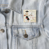 Badge Carré 5 Cm Fashionista de vin (En situation)