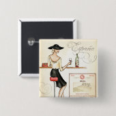 Badge Carré 5 Cm Fashionista de vin (Devant & derrière)