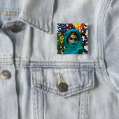 Badge Carré 5 Cm Fatima par Michael Moffa (En situation)