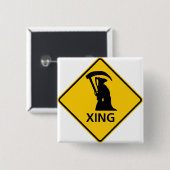 Badge Carré 5 Cm Faucheuse/route Sig croisement de la mort (Devant & derrière)