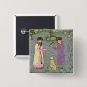 Badge Carré 5 Cm Fauconnier avec le guépard de compagnon et (Devant & derrière)