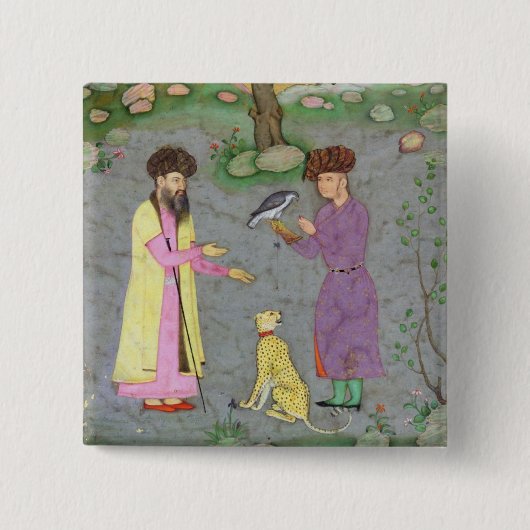 Badge Carré 5 Cm Fauconnier avec le guépard de compagnon et (Devant)