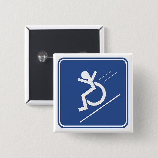 Badge Carré 5 Cm Fauteuil roulant Whee ! (Devant & derrière)