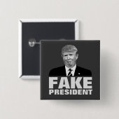 Badge Carré 5 Cm FAUX PRÉSIDENT de Donald Trump (Devant & derrière)