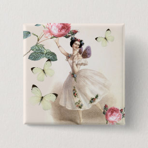 Badge Carré 5 Cm Fée Ballerina