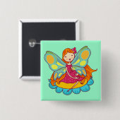 Badge Carré 5 Cm Fée de jardin (Devant & derrière)