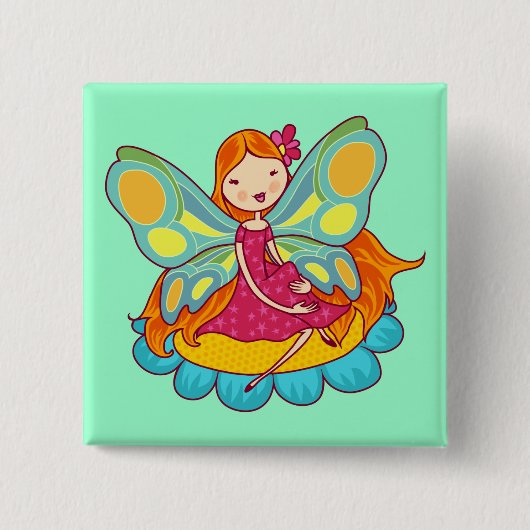 Badge Carré 5 Cm Fée de jardin (Devant)