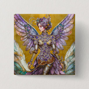 Badge Carré 5 Cm Fée en sucre précieuse parée de joyaux