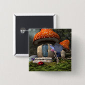 Badge Carré 5 Cm Fée mignonne à cheveux roses rencontre Ladybug (Devant & derrière)