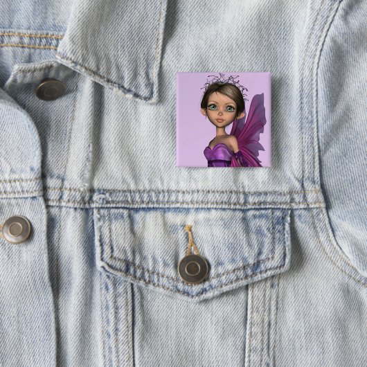 Badge Carré 5 Cm Fée rose (En situation)