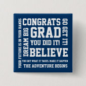 Badge Carré 5 Cm Félicitations Moderne Encourageantes Bleu Grad (Devant)