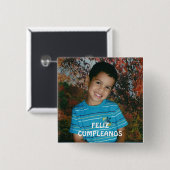 Badge Carré 5 Cm Feliz Cumpleanos (Devant & derrière)