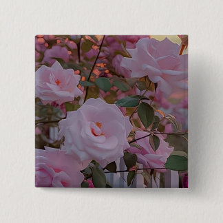 Badge Carré 5 Cm Feminine rose button 