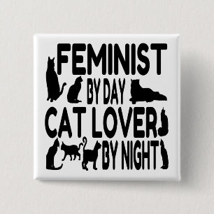 Badge Carré 5 Cm Feministe Amoureux des chats