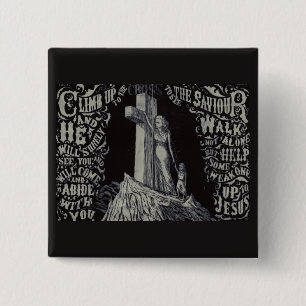 Badge Carré 5 Cm Femme avec enfant et la Croix Le Sanctuaire de l'A