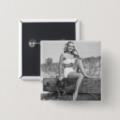 Badge Carré 5 Cm Femme dans le bikini (Devant & derrière)