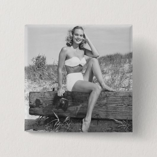 Badge Carré 5 Cm Femme dans le bikini (Devant)