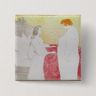 Badge Carré 5 Cm Femme de Henri De Toulouse-Lautrec   dans le lit,