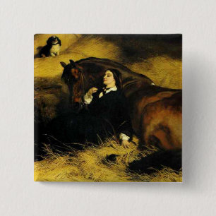Badge Carré 5 Cm Femme et Cheval