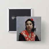 Badge Carré 5 Cm Femme gitane (Devant & derrière)