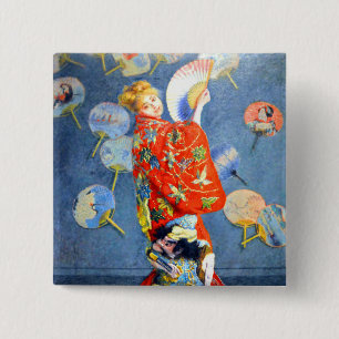Badge Carré 5 Cm Femme Monet en costume japonais