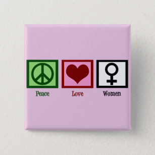 Badge Carré 5 Cm Femmes d'amour pour la paix