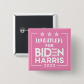 Badge Carré 5 Cm Femmes pour Biden Harris - Design rose 2024 (Devant & derrière)