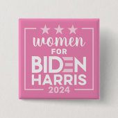 Badge Carré 5 Cm Femmes pour Biden Harris - Design rose 2024 (Devant)