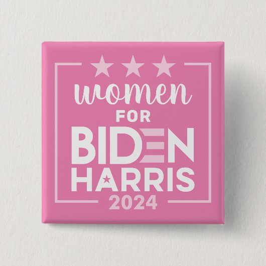 Badge Carré 5 Cm Femmes pour Biden Harris - Design rose 2024 (Devant)