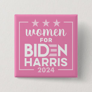 Badge Carré 5 Cm Femmes pour Biden Harris - Design rose 2024