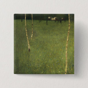 Badge Carré 5 Cm Ferme avec des arbres de bouleau, 1900